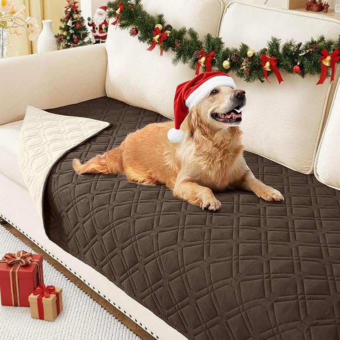 hyha Waterproof Dog Bed Blanket, Soft Pet Blankets, Waterproof Couch Cover for Dogs, Reversible Sofa Covers Washable for Furniture (30x70 Inch, Chocolate/Beige)