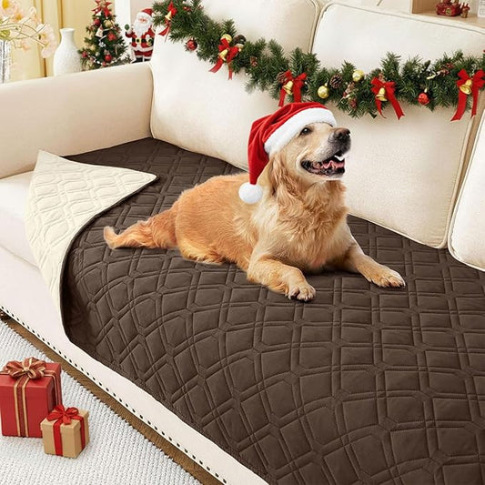 hyha Waterproof Dog Bed Blanket, Soft Pet Blankets, Waterproof Couch Cover for Dogs, Reversible Sofa Covers Washable for Furniture (30x70 Inch, Chocolate/Beige)
