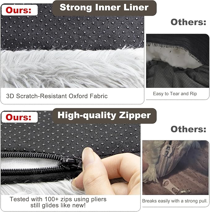 Cat Bed for Indoor Cats, Washable Pet Couch Furniture, Puppy Sleeping Nest Dog Sofa Bed for Medium Cat & Small Dogs, Plush Gray, 26" Lx18 Wx12 Th (for 20lbs Cats)