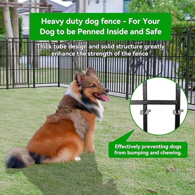 Dog Fence Outdoor 12 Piece Panels 47" Height, Square Steel Pipe with Reinforced Crossbars, Anti-Rust Heavy Duty Dog Playpen with Doors Portable for Yard RV Camping, Total 27FT, 57 Sq.ft, Snowy Black