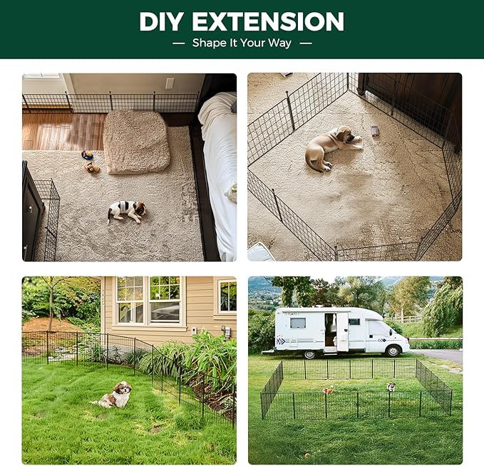 FXW MiniPaws Unleashed Dog Playpen for Yard & RV Camping, Expandable 24-inch 32 Panels for Puppies and Small Dogs, Portable for Indoor and Outdoor Use