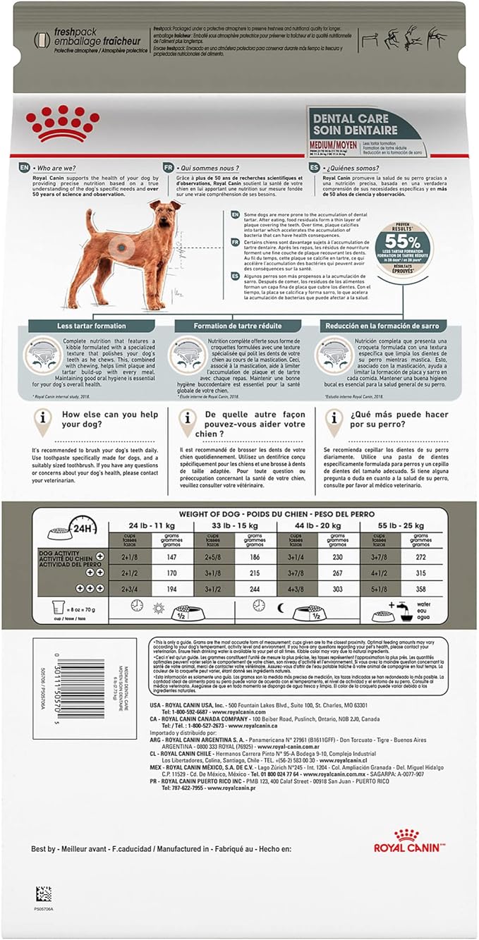 Royal Canin Canine Care Nutrition Medium Dental Care Adult Dry Dog Food, 28 lb Bag