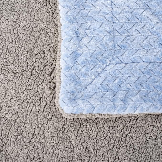 Fuzzy Blanket or Fluffy Blanket for Baby Girl or boy, Soft Warm Cozy Coral Fleece Toddler, Infant or Newborn Receiving Blanket for Crib, Stroller, Travel, Outdoor, Decorative (40" x 48", MD-Sky Blue)