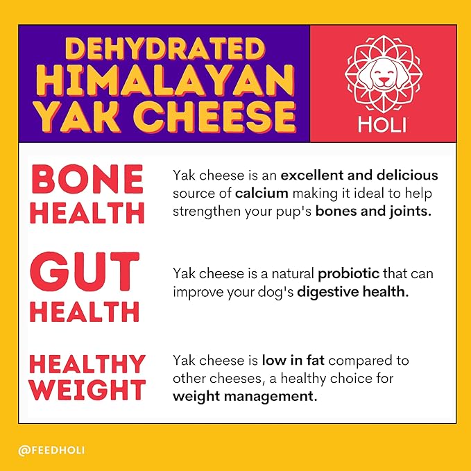 HOLI Dehydrated Himalayan Yak Cheese Dog Food Topper - All Natural Dog Food Flavor Enhancer - (6oz 2-Pack)