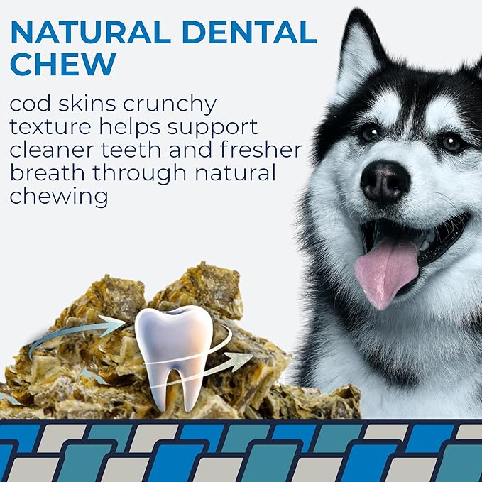 Momentum Carnivore Nutrition Diced Cod Bites Dog Treats – Single Ingredient Icelandic Cod Skin Chews | Natural Dental Support | High-Protein Fish | Healthy Dog & Cat Treats | 4 oz Bag