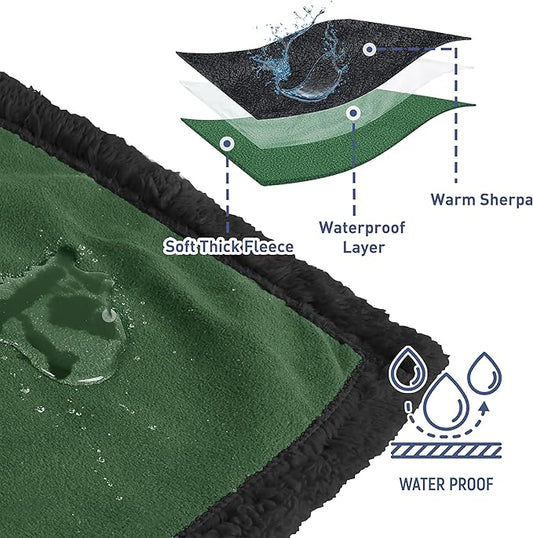 Catalonia Waterproof Bed Blanket, Washable Leakproof Bed Cover, Reversible Protector Blanket for Couch Sofa, Stain Proof Blanket Pad for Adults, 80X60 inches, Green