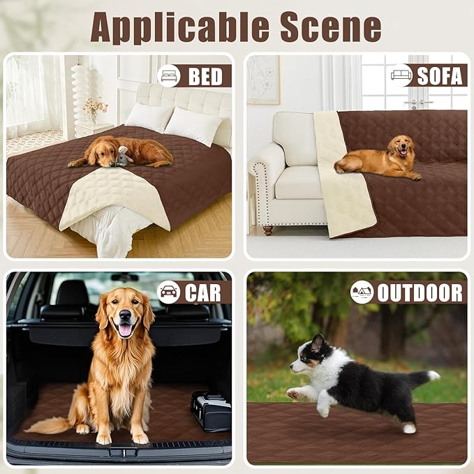 Smiry Waterproof Dog Bed Cover Blanket 30x53, Soft Reversible Pet Blanket, Washable Leakproof Cats Dogs Couch Cover for Sofa, Couch, Furniture, Lattice, Brown/Beige