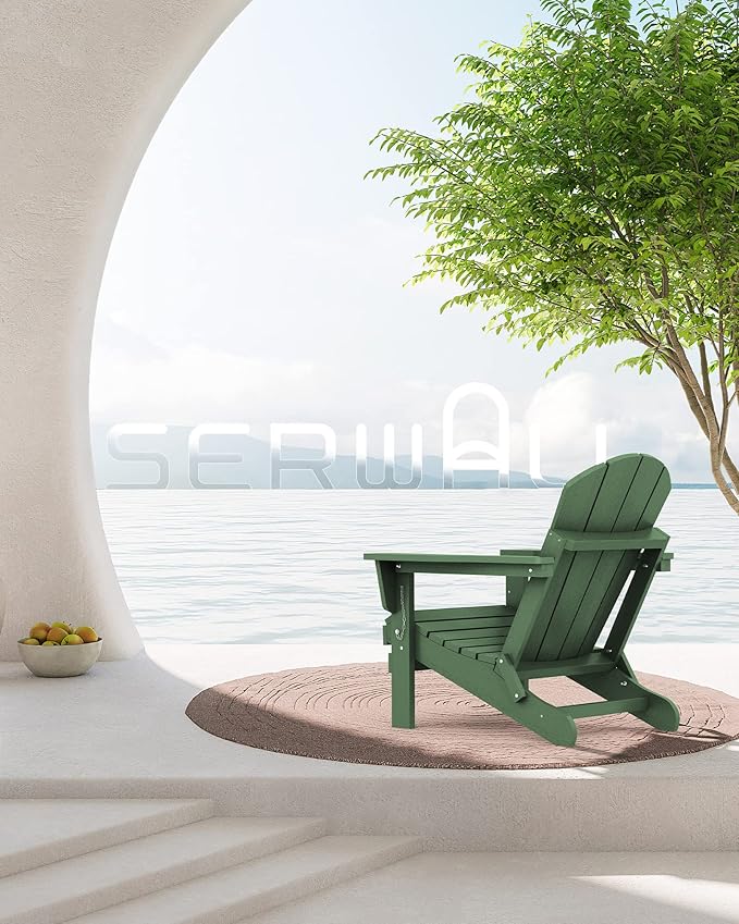 SERWALL Adirondack Chair Set of 8 for Patio Garden Outdoors Fire Pit- Army