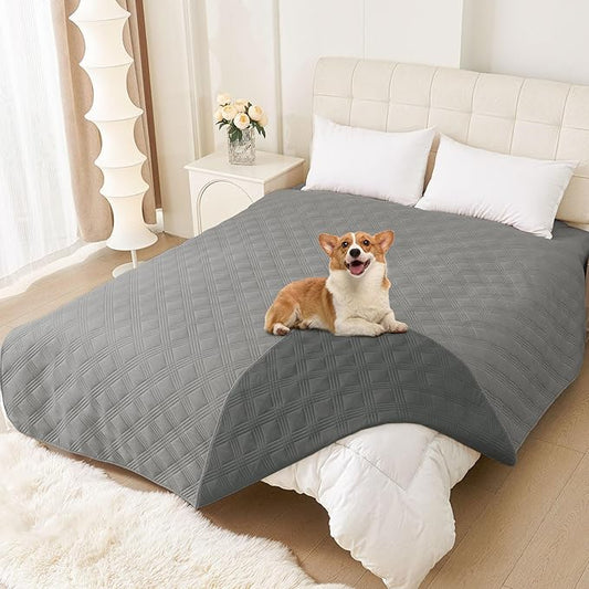 hyha Waterproof Dog Blanket, Reversible Pet Bed Blanket, Soft Sofa Couch Cover for Dogs Washable, Waterproof Pet Couch Covers for Sofa Puppy Cats Furniture Protector(82"x102", Grey/Dark Grey)