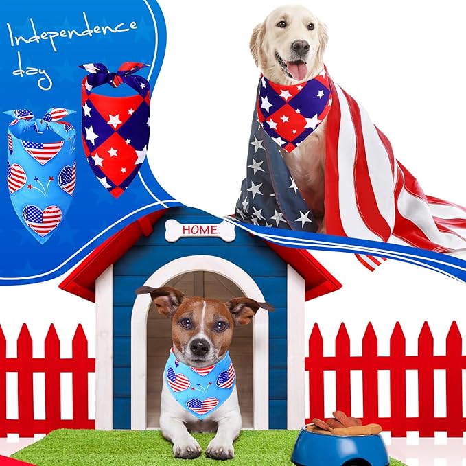 Abbylike 200 Pcs Patriotic Dog Bandanas Bulk Veterans Day Bandanas for Dogs Triangle Kerchief Bibs Scarf Set for Pet Costume Photo Props Accessories Pet Shops Groomer, 25 Styles (25.6 x 17.7 x 17.7)