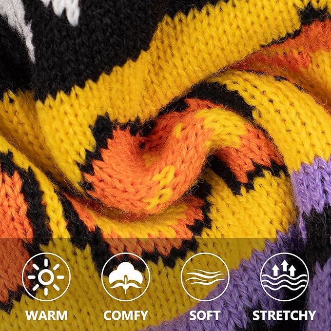 KYEESE Halloween Dog Sweater for Small Dogs Cute Pumpkin and Ghost Pattern Turtleneck Knitwear with Leash Hole Warm and Soft Dog Apparel Cozy Holiday Pet Outfit Comfortable Puppy Clothes, Small