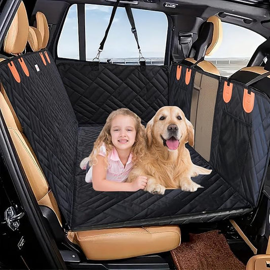Back Seat Extender for Dogs Hard Bottom - Sturdy Dog Hammock for Car Hard Bottom Car Seat Cover for Dogs, with Seatbelt (No Foam)