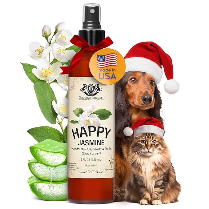 Gerrard Larriett Dog Perfume Spray 8 Fl Oz Made in USA – Happy Jasmine Dog Cologne Spray, Puppy Perfume Pet Fragrance Deodorizing Mist for All Breeds, Holiday for Pet Owners