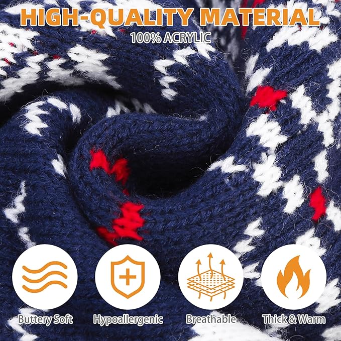 KOOLTAIL Christmas Dog Sweater, Cold Weather Pullover Classic Knitwear, Reindeer Snowflake Pattern Thick Warm Winter Pet Clothes, Cable Knit Sweaters for Small Medium Large Dogs Boy Girl, Navy Blue S