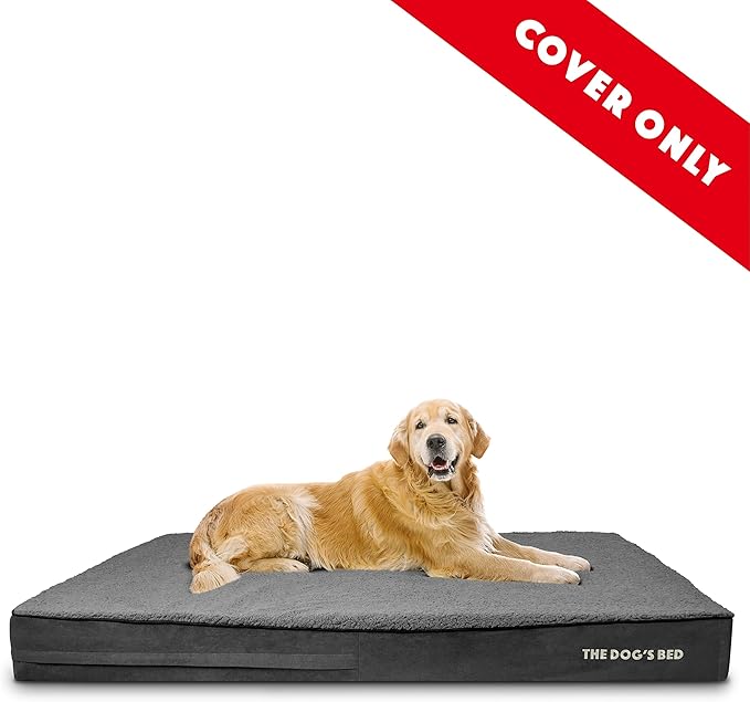 The Dog's Bed Replacement Outer Cover ONLY (Outer Cover ONLY - NO Bed, NO Waterproof Inner) for The Dog's Bed, Washable Plush Fabric, XXXL 6 Inches Grey Plush