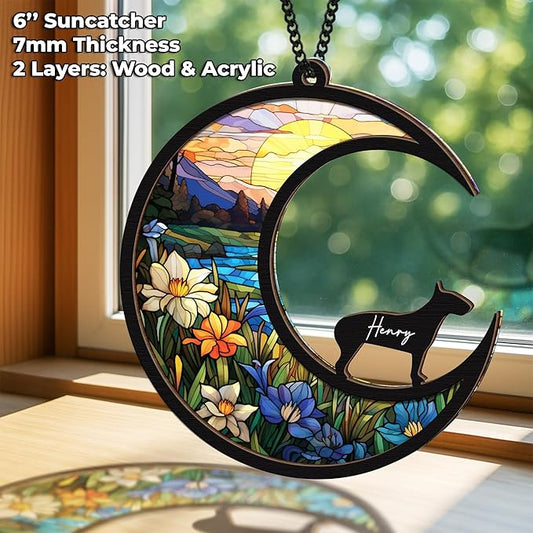 6'' Bull Terrier Dog Memorial Suncatcher Personalized Name Dog Breed Pet Ornament Window Car Hanging Sympathy Gift for Loss of Pet Passed Away Remembrance Gift for Dog Lovers SCD-B11-6-69