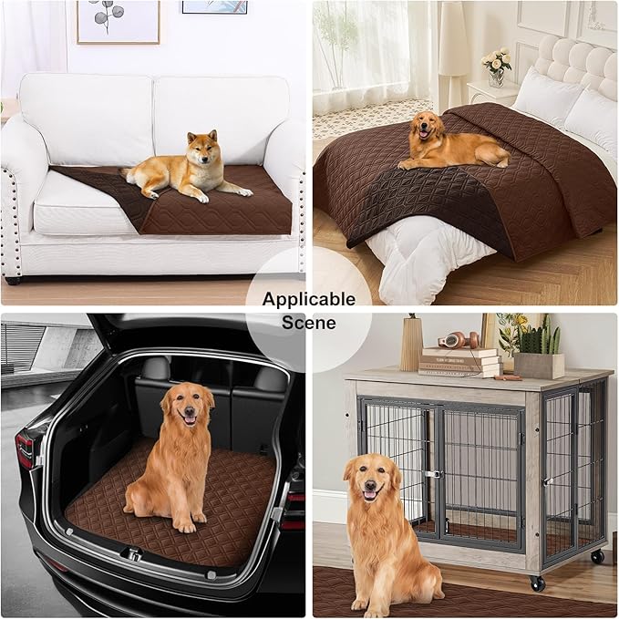Smiry Waterproof Dog Blanket, 30x53 Inch Soft Pet Bed Cover Reversible, Washable Sofa Couch Furniture Protector for Small Medium Large Dog Puppy Cat, Geometric, Brown/Chocolate