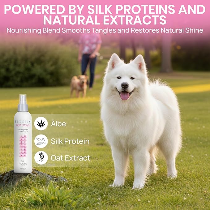 BioSilk Silk Therapy Detangling Plus Shine Protecting Mist for Dogs | Best Detangling Spray for All Dogs & Puppies for Shiny Coats and Dematting | 8 Oz - Pack of 6