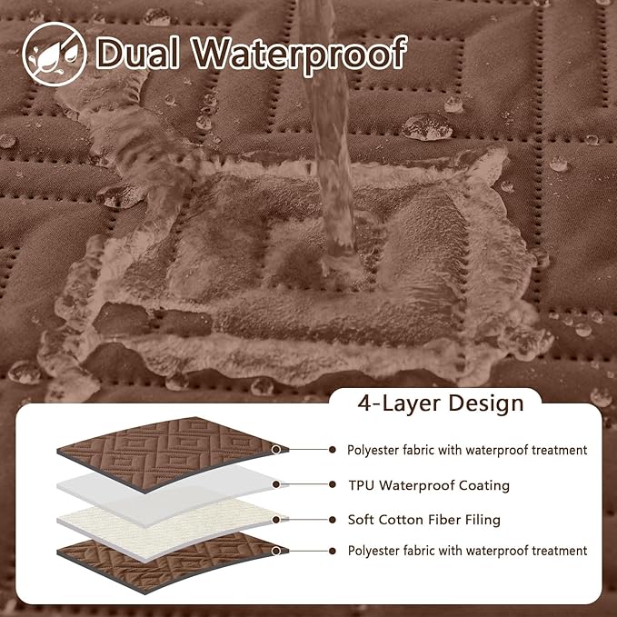 hyha Waterproof Dog Blanket, Soft Dog Bed Cover Pet Blankets, Waterproof Sofa Couch Cover for Dogs Washable, Reversible Pet Couch Covers for Sofa Furniture (30x70 Inch, Brown/Brown)