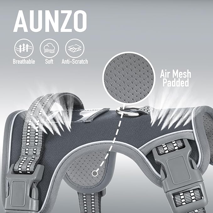 No-Pull Adjustable Dog Harness for Small Dogs,Easy Control with Handle, Havanese Chihuahua Puggle, Inescapable, Ez Walking, Safe Reflective Strips, No Rub,No Choke, Gray, S