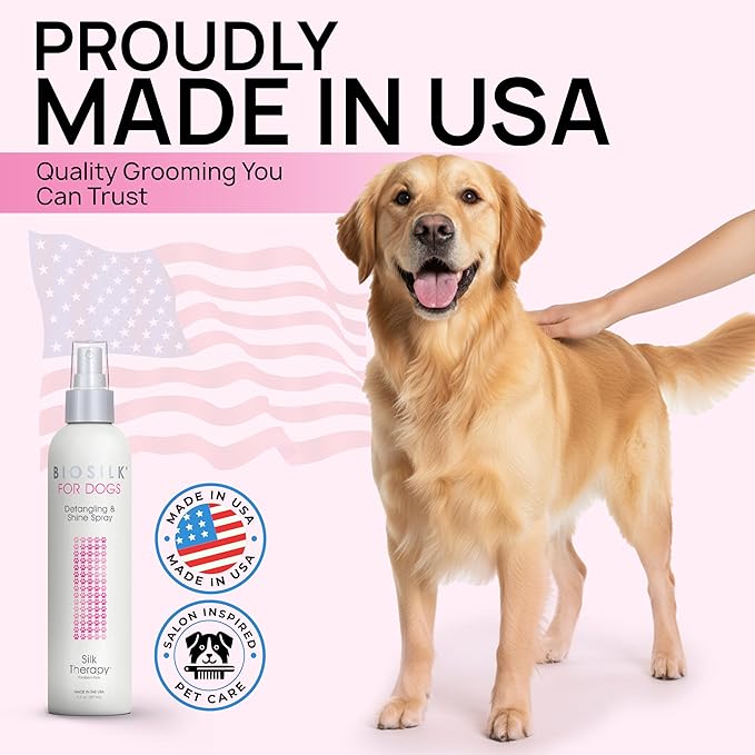 BioSilk Silk Therapy Detangling Plus Shine Protecting Mist for Dogs | Best Detangling Spray for All Dogs & Puppies for Shiny Coats and Dematting | 8 Oz - Pack of 6