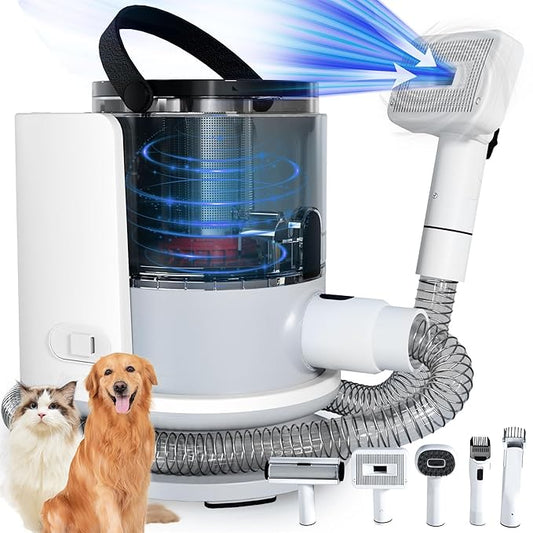 Lanchez Dog Grooming Kit & Vacuum with Low Noise, 12Kpa Suction Pet Grooming Vacuum, 2 Suction Mode, 1.5L Capacity, 5 in 1 Dog Vacuum for Shedding Pet Hair, Home Cleaning