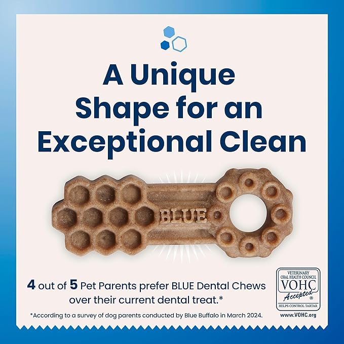 Blue Buffalo Medium Dental Chews for Dogs, Daily Dental Care Dog Treats Made in The USA with Natural Ingredients, Chicken & Spearmint (14 Count)