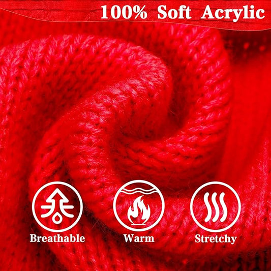 PUPTECK Winter Dog Cat Sweater Coat - Soft Cold Weather Clothes Knitwear for Kitties & Small Dogs Indoor Outdoor Walking Warm, Knitted Classic for Doggies Kitties Girls Boys, Red S