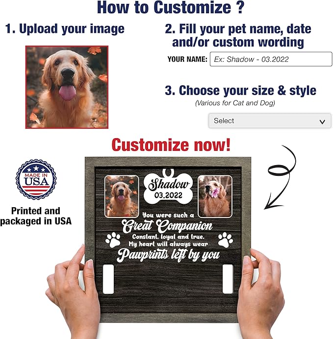Customized Pet Memorial Picture Frame Dog Picture Loss Gift for Cat Love Personalized Memorial Pet Loss Sign Natural Wood New Puppy Best Dog Ever Gifts In Memory