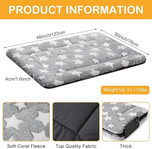 VitalCozy 4 Pcs Winter Dog Crate Pads, Ultra Soft Warm Washable Dog Cat Bed Mat for Pet Crate Comfortable Replaceable Reversible Kennel Pad for Small, Medium, Large Dogs(30 x 48 x 1.6 Inch,Gray)