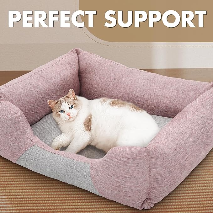 Athena Collection Small Dog Bed, 20 Inches Washable Dog Bed for Small Dogs Puppy Cats Pets, Cozy Soft Warming Fabric with Nonskid Bottom, Pink
