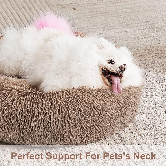 MIXJOY Ultra Soft & Comfortable Donut Cuddler Round Dog & Cat Bed (30'', Brown)