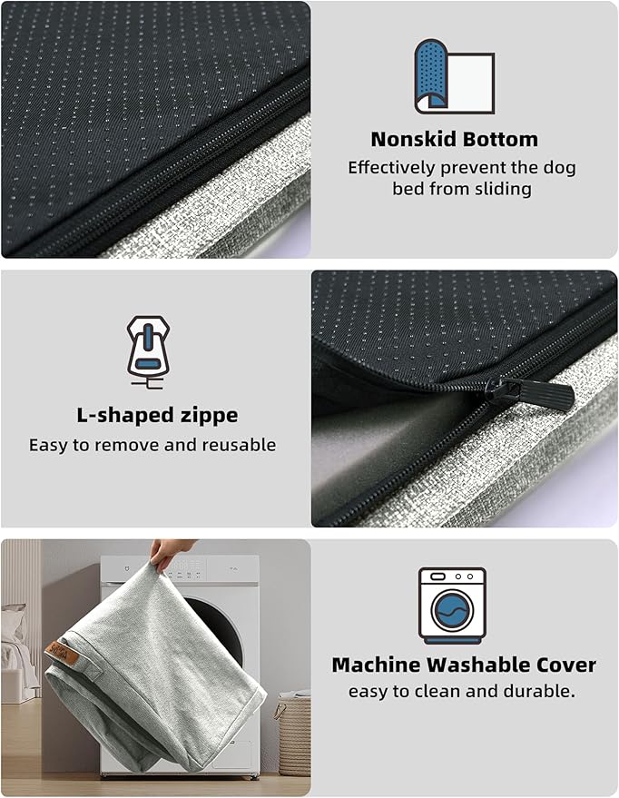 Sytopia 50" XXL Indestructible Waterproof Chew-Resistant Dog Bed, 130 lbs Capacity for Extra Large Dogs, Indoor & Outdoor Use, Light Gray
