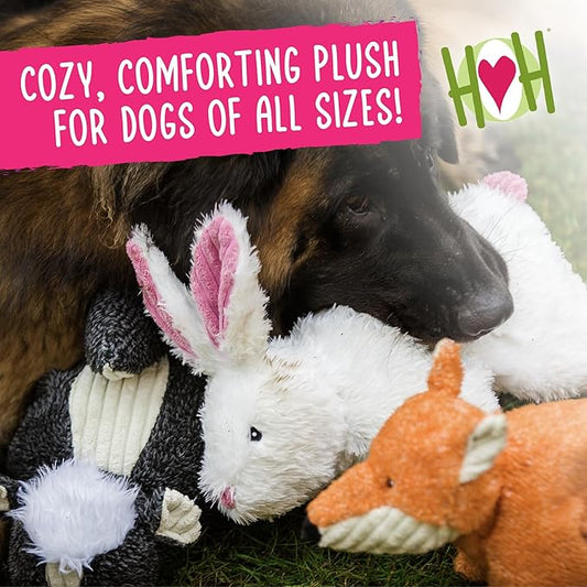HuggleHounds Plush Dog Toy - Fuzzy HuggleHounds Dog Toys, Soft Plush, For Small and Large Breeds with Squeaker - Squooshie Fox