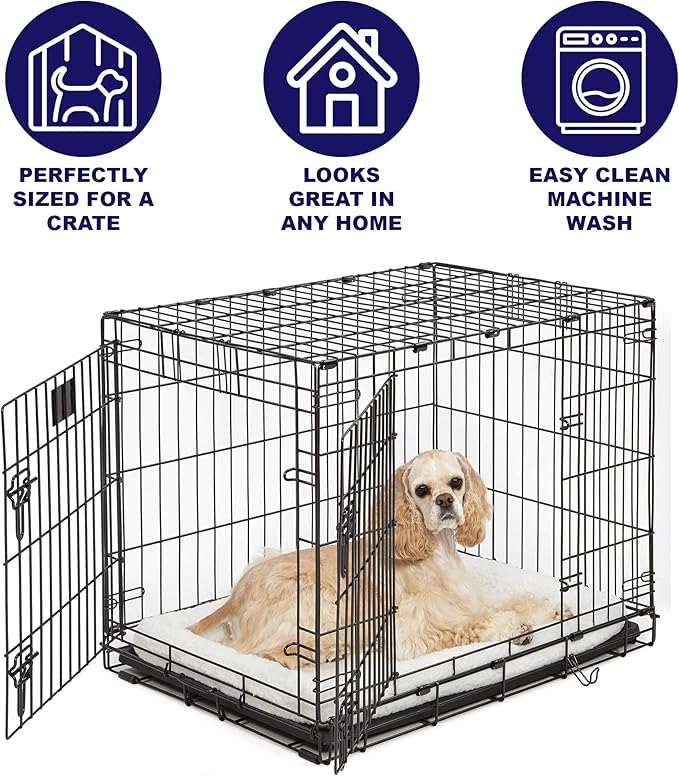 MidWest Homes for Pets QuietTime XXS Dog Bed – White Fleece Bolster, Ultra-Soft and Machine Washable, Fits 18-Inch Crates and Carriers, for Small Dogs and Cats