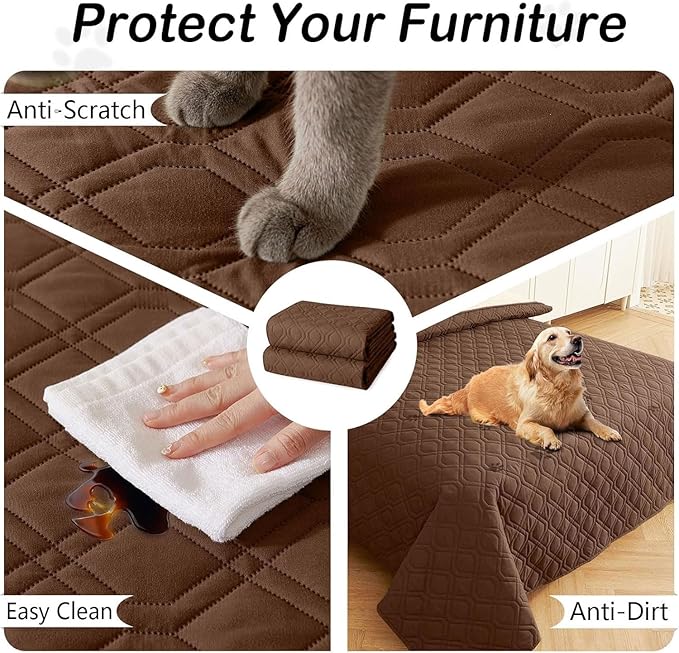 hyha Waterproof Dog Bed Blanket, Soft Pet Blankets, Waterproof Couch Cover for Dogs, Reversible Sofa Covers Washable for Furniture (40x90 Inch, Brown/Chocolate)