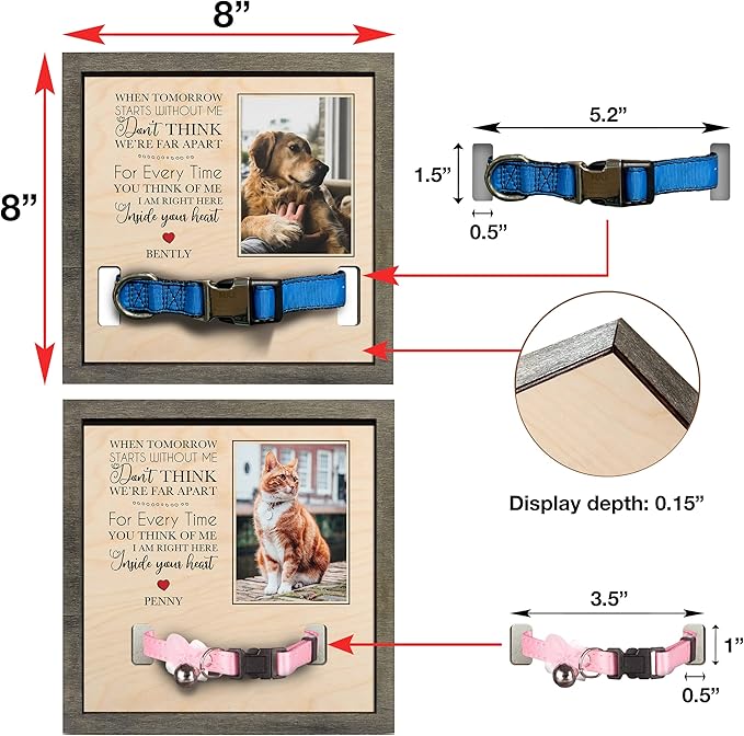 Personalized Dog Picture Pet Loss Sign Frames Cat Passed Away Gift Wood Sign Pet Picture Frame Heaven Sympathy Gifts for Christmas Memorial Plaques for Cat Picture Frames