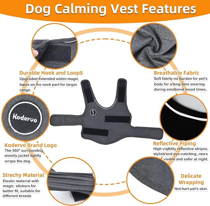 Dog Anxiety Jacket, Skin-Friendly Dog Calming Shirt - Dog Coat for Thunder, Fireworks, Vet Visits and Separation - Keep Pet Calm Without Medicine & Training, Anti Anxiety Vest for Dogs