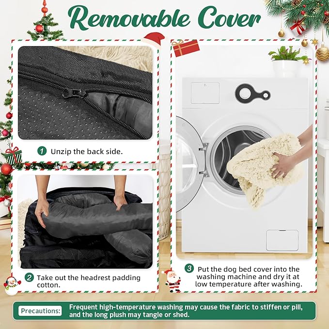 GGIB Calming Dog Bed Christmas Throw Blanket Fluffy Plush Dog Mat Furniture Protector Decoration Holiday Throw for Sofa Couch Cover Large Medium Small Dogs Cats (Extra Large, Beige)