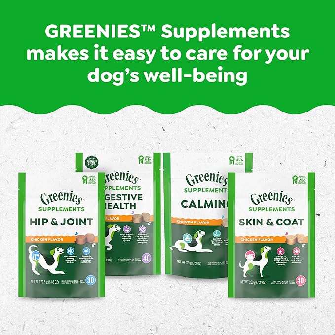 Greenies Supplements Digestive Health Probiotics for Dogs Chicken Flavor, 7.8 oz. Pouch of 40 ct.