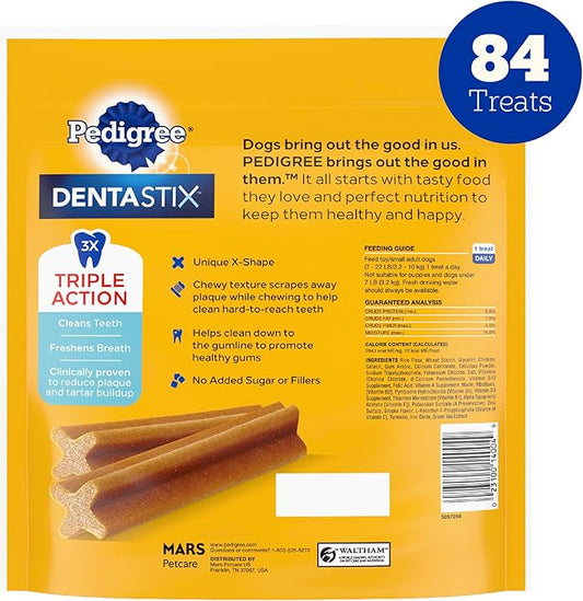 Pedigree Dentastix Small and Toy Breed Dog Treats, Original with Real Chicken, 20.3 oz. Bag (84 Treats)