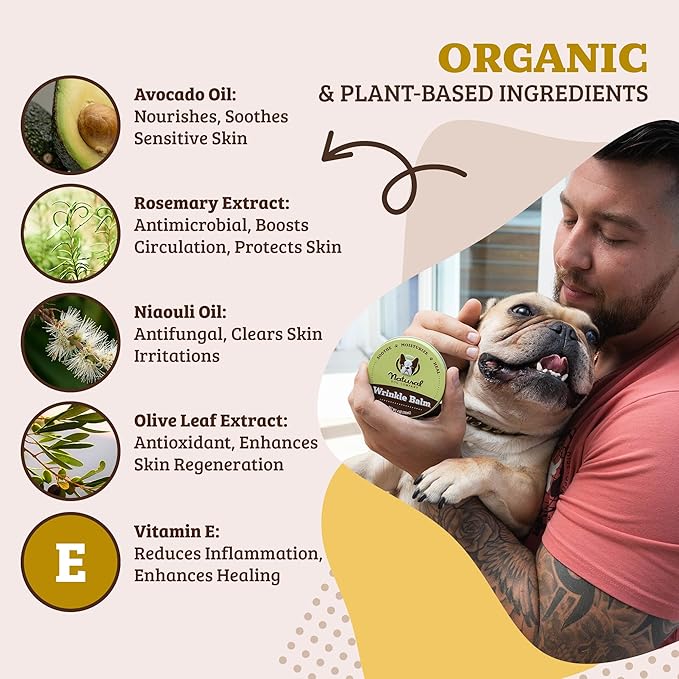 Natural Dog Company Wrinkle Balm, 2 oz. Tin, Dog Lotion for Dry Itchy Skin, Cleans Wrinkles, Yeast Infection Treatment for Dogs, Plant Based, Frenchie Dog Accessories, Made in USA…