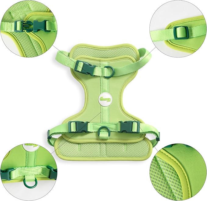 HNS1002B Arlo Medium Adjustable Soft Padded No Pull Pet Harness with 3 Buckles and 3 Leash Clips, Mojito