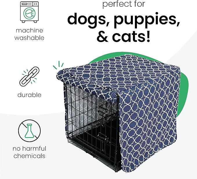 Molly Mutt Romeo & Juliet Dog Crate Cover, 100% Cotton Canvas Cover with 2 Roll-Up Panels, Ideal for Dog or Cat Crate, Durable, Washable, and Free of Harmful Chemicals, 36" x 23" x 25"