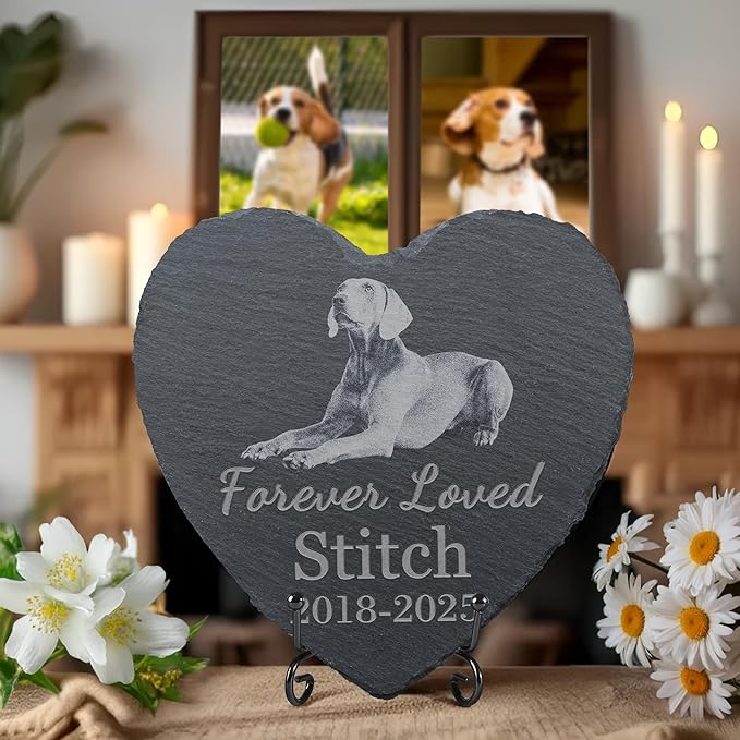 Pet Memorial Stone, Dog Memorial Stone, Dog Memorial Gifts for Loss of Dog, Pet Memorial Gifts, Loss of Pet Sympathy Gift, in Loving Memory Pet - Forever Loved - Heart Shaped