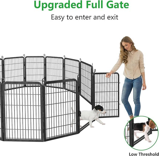 Dog Playpen Outdoor, 32" Height 30 Panels Pet Fence with Low Threshold Full Gate, Large Dog Fence Outdoor for Yard, Heavy Duty Pet Playpen Metal Play Pen Fence for RV Camping