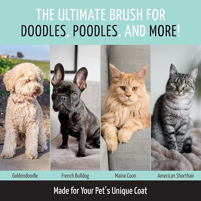 Tauro Pro Line Slicker Dog Brush for Shedding - Detangler for Long & Wavy Hair - Dematting Pet Slicker Brush for Dogs & Cat, Doodle Grooming, Non-Slip Grip, Soft Pin (Size S - Mint)