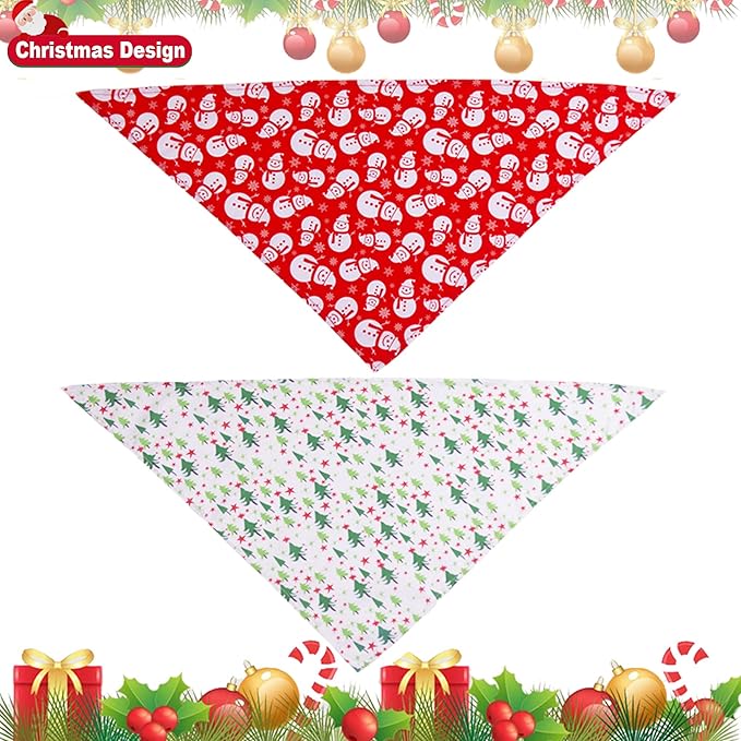ADOGGYGO 4 Pack Dog Bandana Christmas Pet Scarf Triangle Bibs Kerchief Set Puppy Christmas Costume Accessories Decoration for Small Dogs (Small)