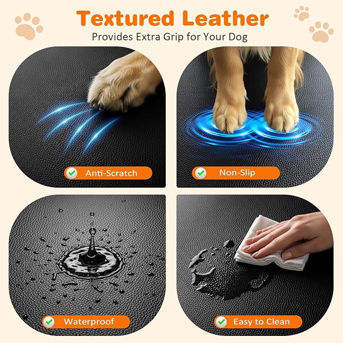 URPOWER PU Leather Backseat Extender for Dogs, Hard Bottom Dog Car Seat Cover for Back Seat, Waterproof Dog Car Hammock Anti-Scratch Pet Rear Seat Protector Travel Bed for Car, SUV, and Small Truck