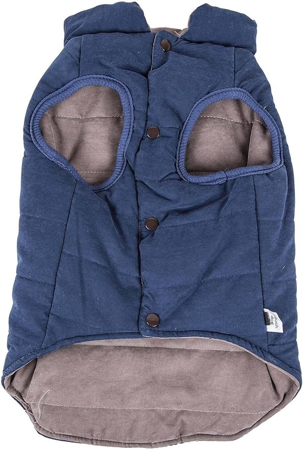 TOUCHDOG 'Waggin Swag' Fashion Designer Reversible 3M Insulated Pet Dog Coat Jacket, X-Large, Blue / Grey